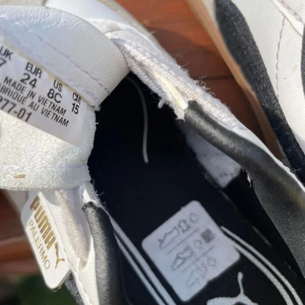 Puma Palermo Leather Toddler 8 White and Black Easy On